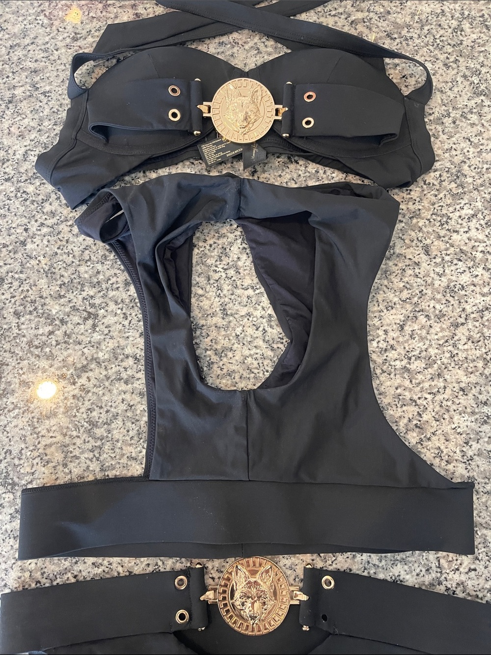 Honey Birdette Black Bikini Set with Gold Medallions - Picture 3 of 6